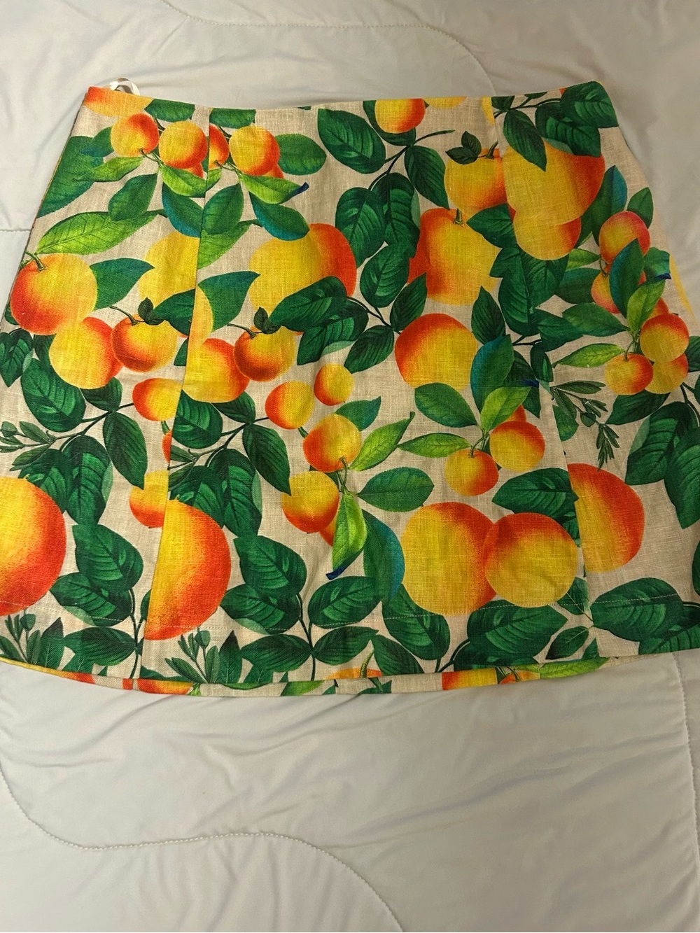 FARM Rio Citrus A-Line Mini Skirt - Green & Yellow